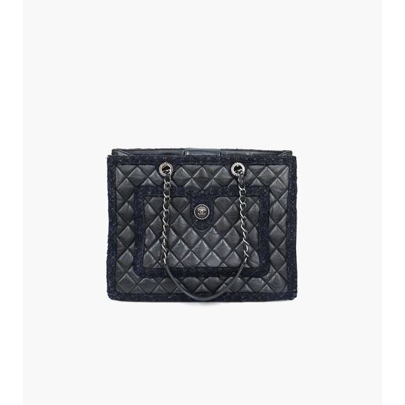 CHANEL Navy Tweed Shoulder Bag A-A34216 - Picture 1 of 1